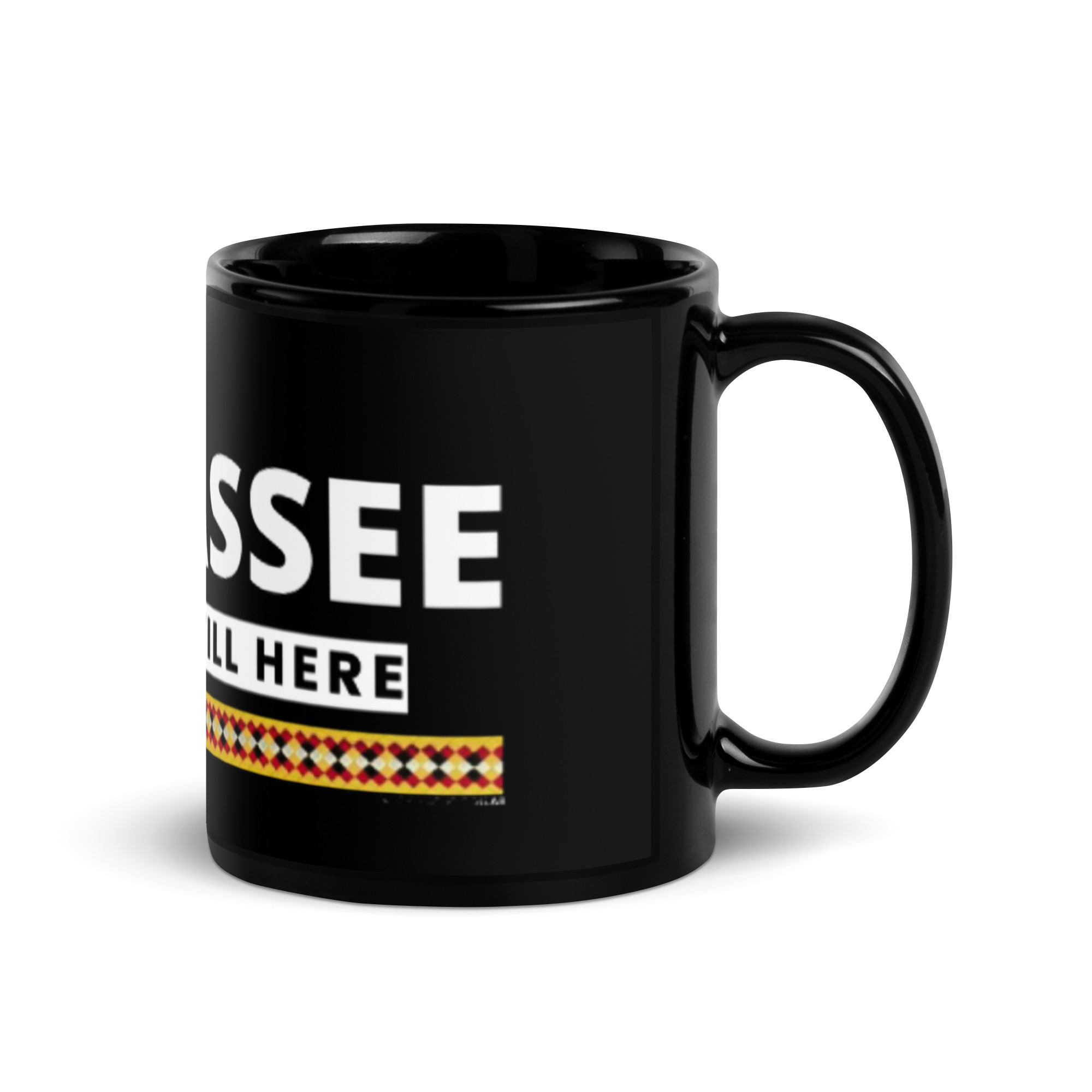 We Are Still Here Black Glossy Mug - Image 3