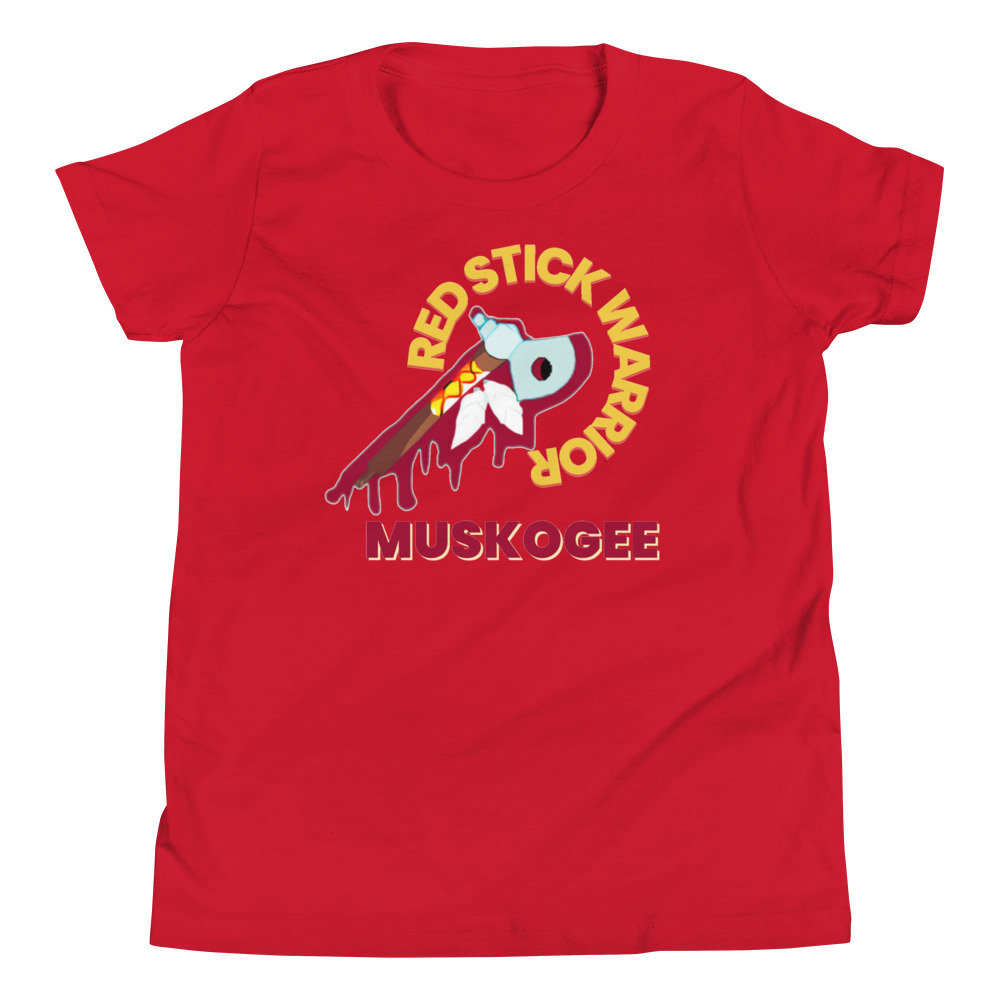 Red Stick Warrior Muskogee Youth t-Shirt - Image 3