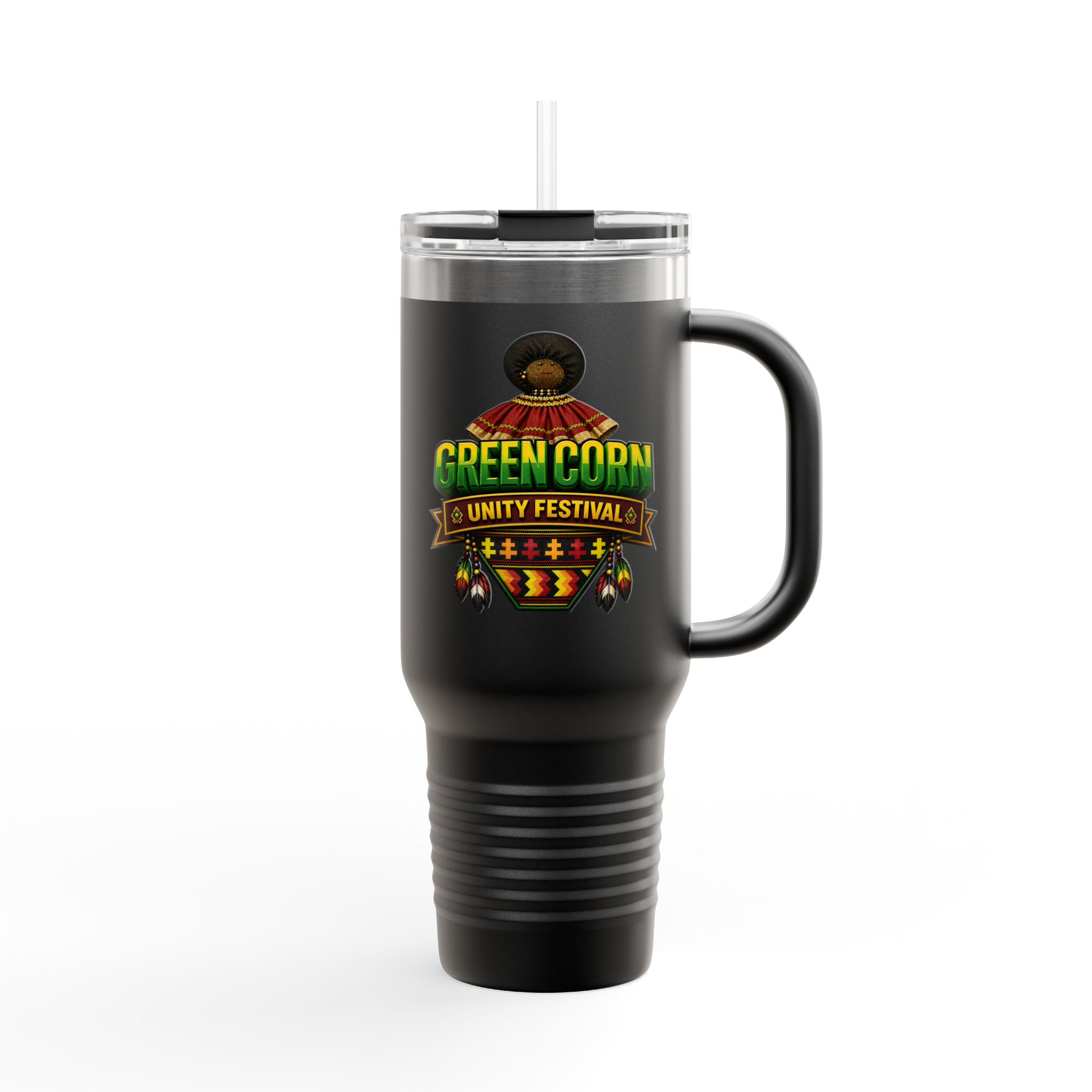 40oz Insulated Travel Mug — Green Corn Unity Festival Logo Tumbler - Image 2