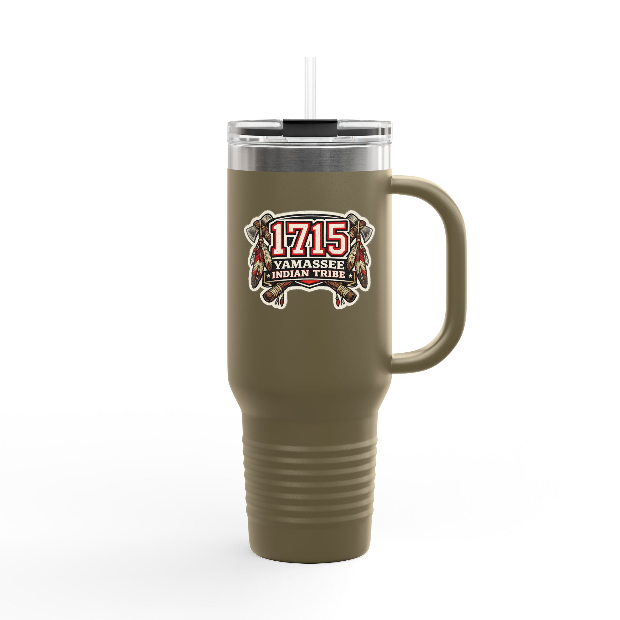 40oz Insulated Travel Mug – Yamassee 1715 Tribal Logo Stainless Steel Tumbler - Image 3
