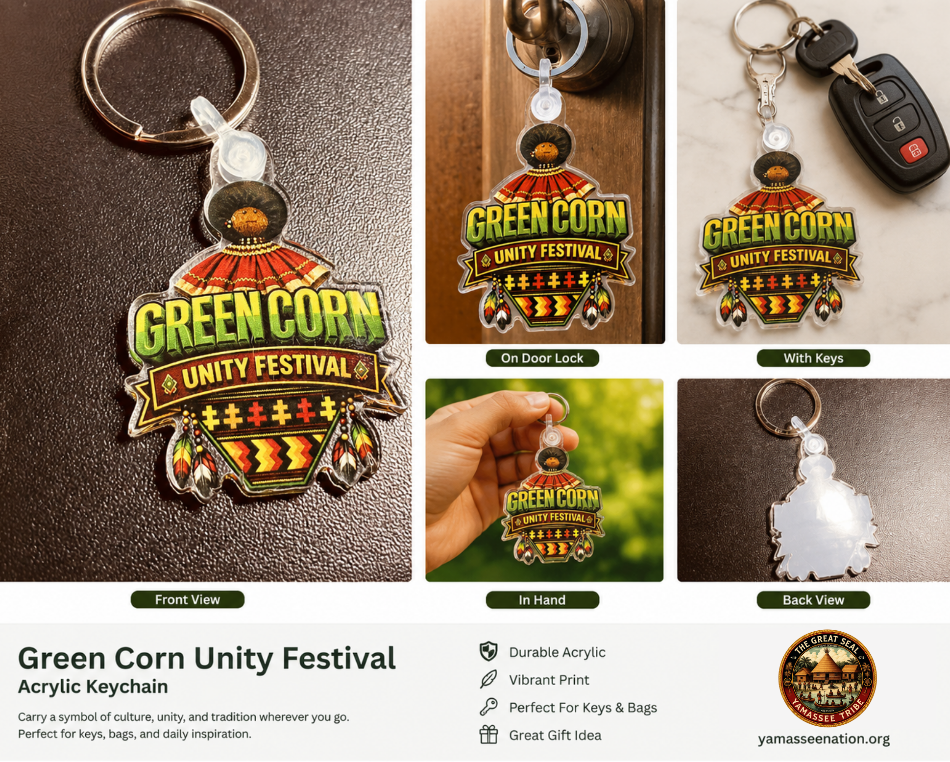 Green Corn Unity Festival Acrylic Keychain - Image 2